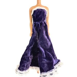 Vintage Handmade Fashion Doll Clothes Velvet Gown